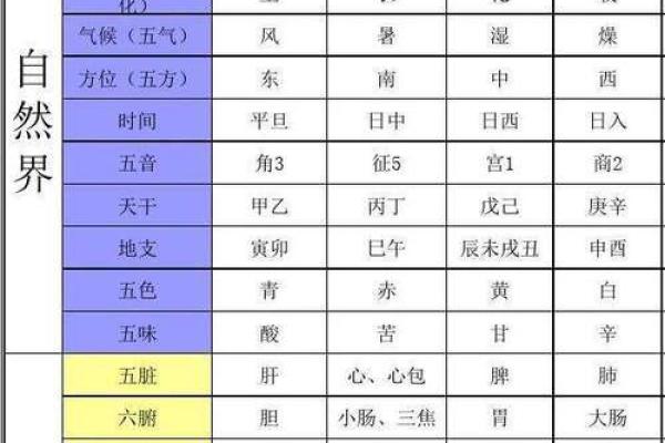 五行对照表解析：了解五行元素与生活中的关系