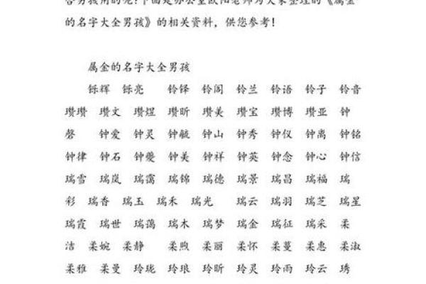 金字寓意吉祥的男孩名字推荐