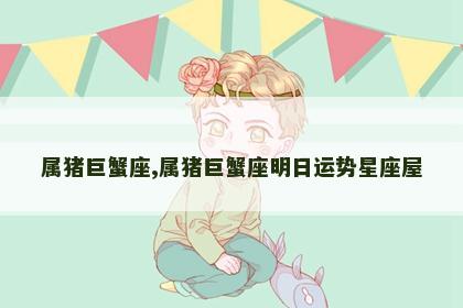 属猪巨蟹座,属猪巨蟹座明日运势星座屋