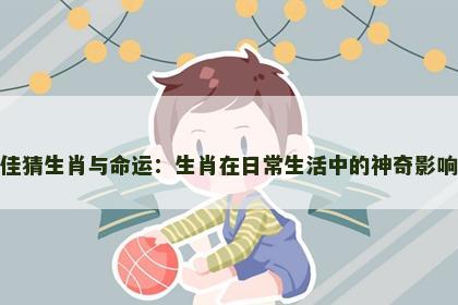 佳猜生肖与命运：生肖在日常生活中的神奇影响